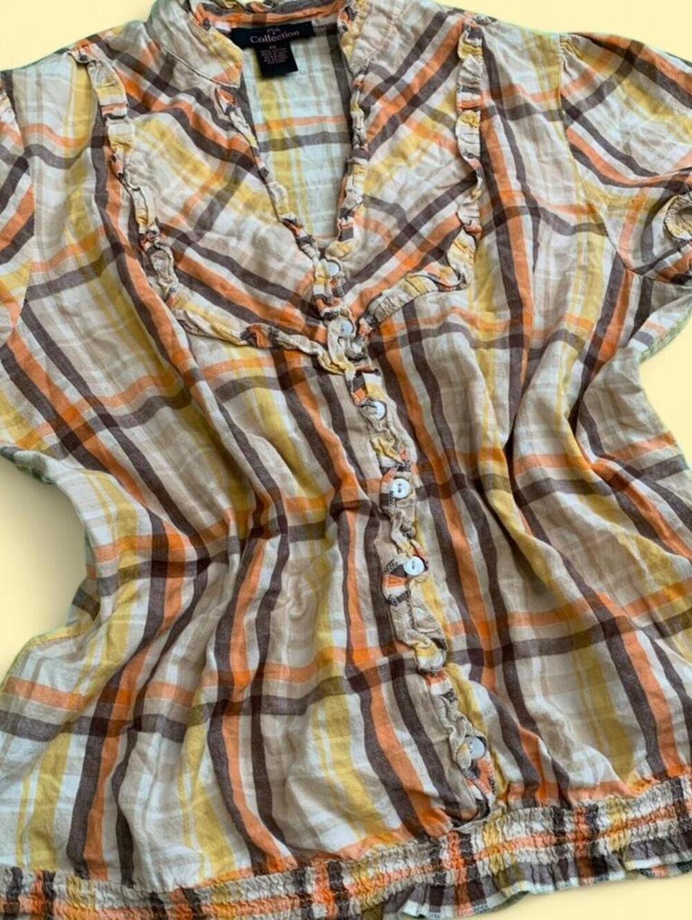 Y2k plaid button-up top